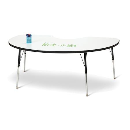 Jonti-Craft Berries Kidney Dry Erase Table, 72 in. x 48 in., A-height, Write-n-Wipe/Black/Black 6423JCA420